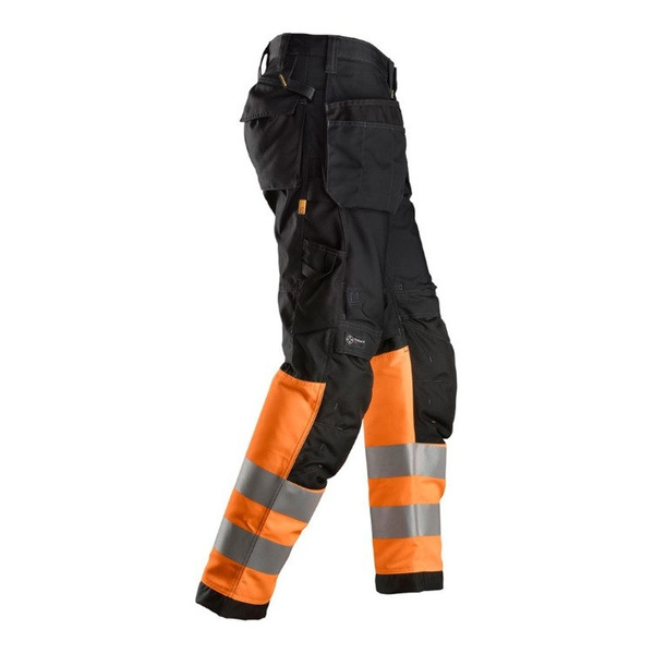 6233 Spodnie Odblaskowe AllroundWork+ z workami kieszeniowymi czarno - pomarańczowe, EN 20471/1